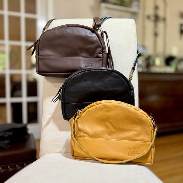 Priscilla Double-Zip Purse in Espresso, Midnight, and Camel