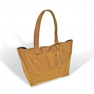 Mary Major mid-sized leather tote in Camel