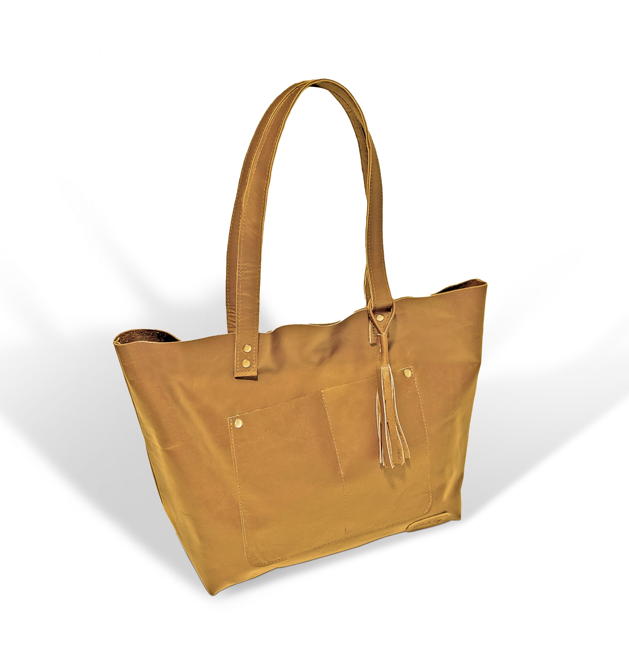 Mary Major mid-sized leather tote in Camel